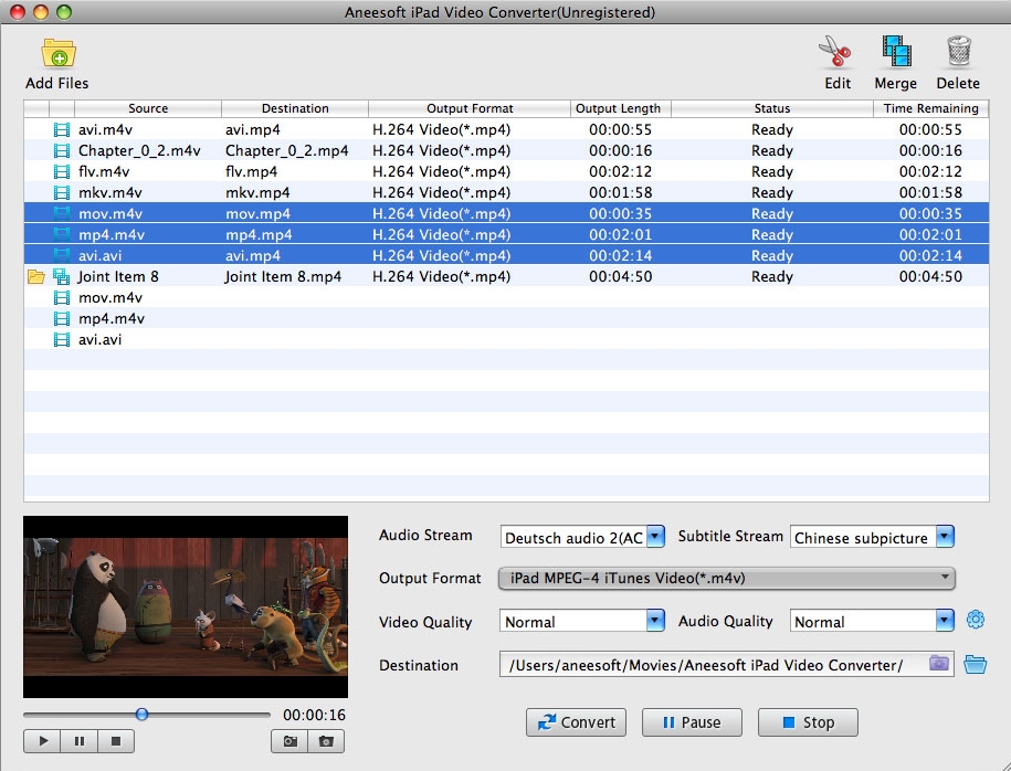 Aneesoft iPad Video Converter 3.2 : Main Window