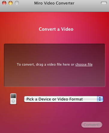 Miro Video Converter 2.2 : Main window