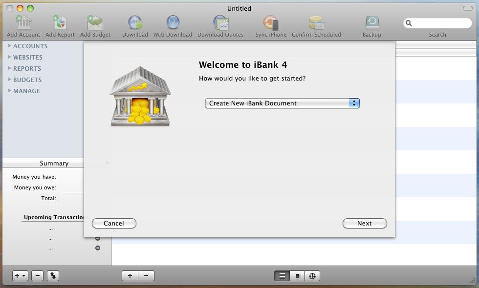 iBank : Welcome Screen