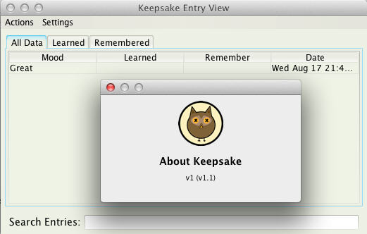 Keepsake 1.1 : Main Window