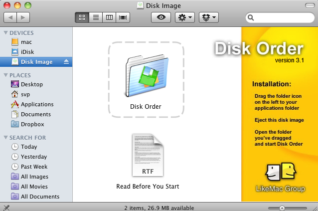 Disk Order : Installation
