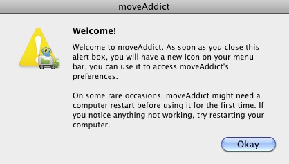 moveAddict 2.2 : Welcome screen