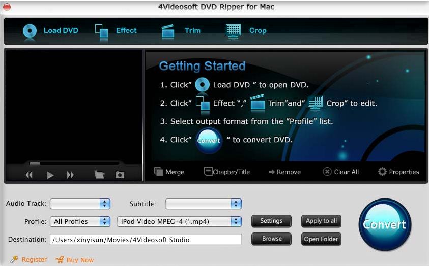4Videosoft DVD Ripper for Mac 3.1 : General view