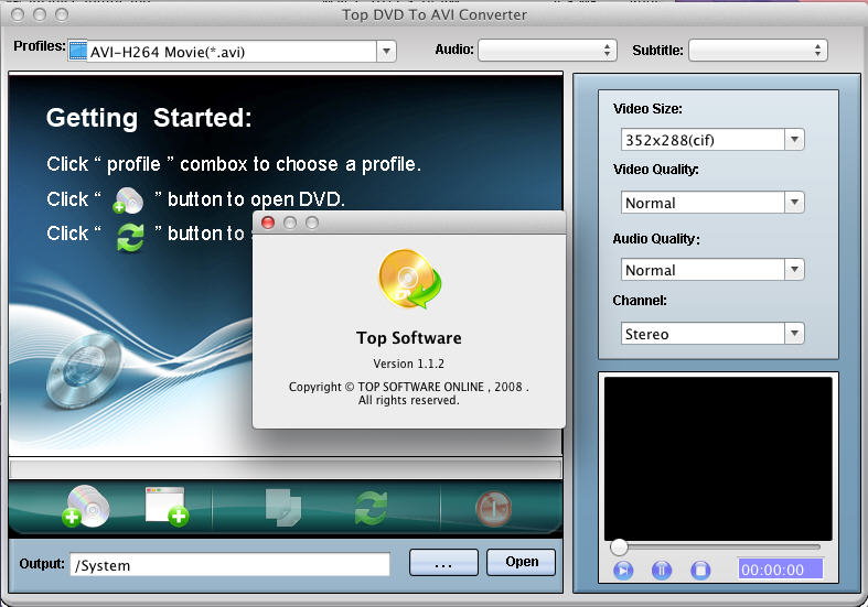 Top DVD To AVI Converter 1.1 : Main Window