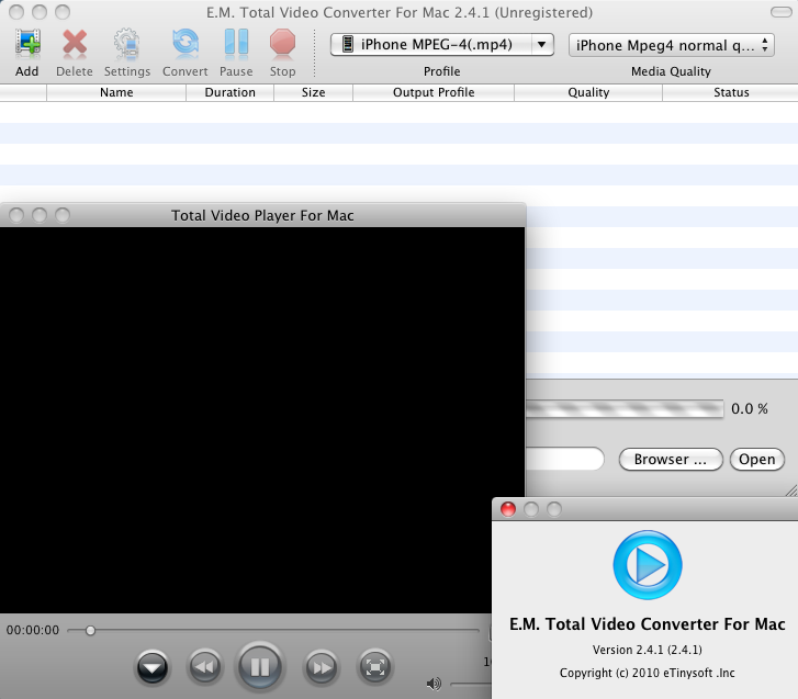 Total Video Converter For Mac 2.4 : Main Window