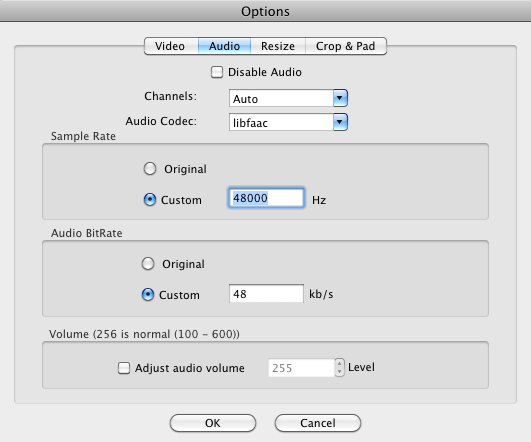 Total Video Converter For Mac 2.4 : Audio Settings