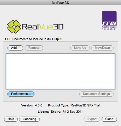 RealVue3D 4.0 : Main Window