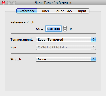 Piano Tuner 1.9 : Program Preferences