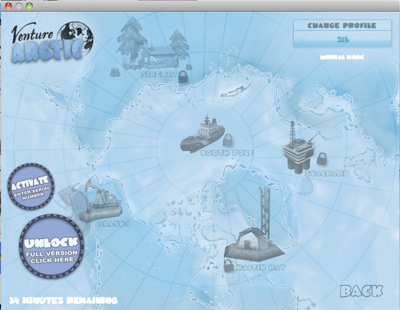 Venture Arctic 1.5 : Main menu
