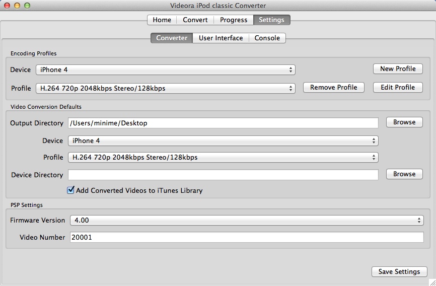 Videora iPod classic Converter 6.0 : Program Preferences