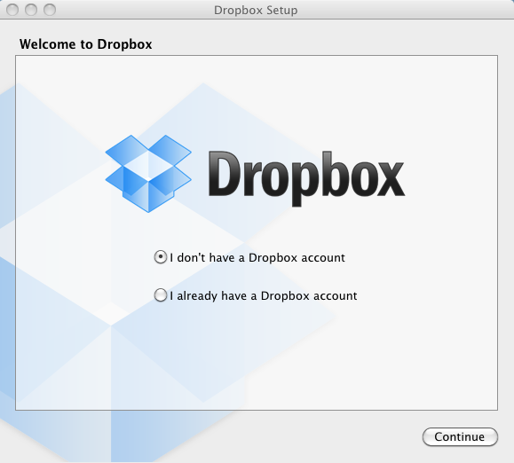 Dropbox 1.0 : First Run Window