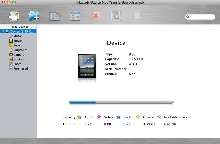 iMacsoft iPad to Mac Transfer 2.7 : Main window