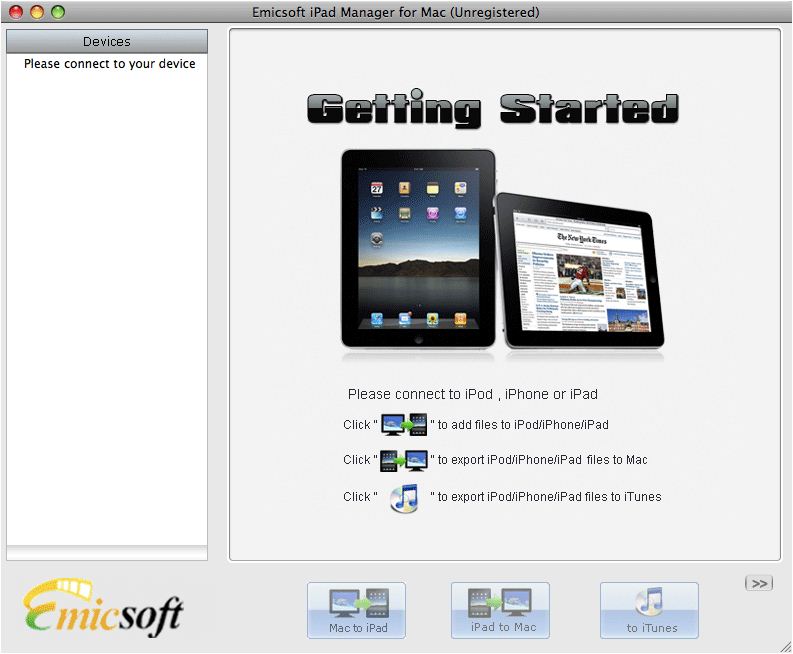Emicsoft iPad Manager for Mac 3.1 : General view