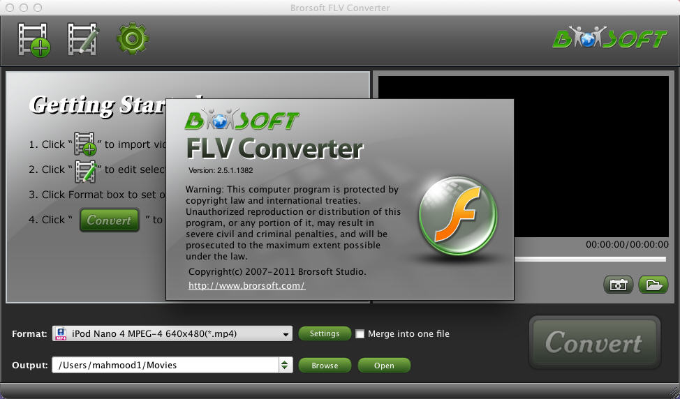 Brorsoft FLV Converter 2.5 : Main Window