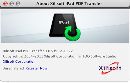 Xilisoft iPad PDF Transfer 3.0 : About window