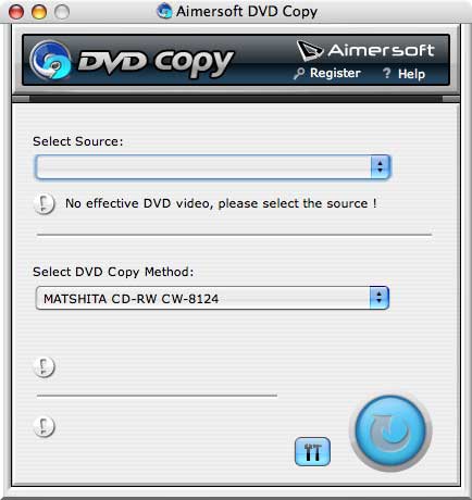 Aimersoft DVD Copy for Mac 3.0 : Main window