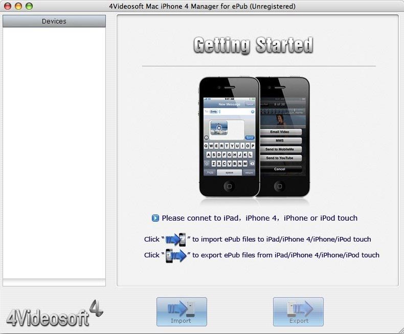4Videosoft Mac iPhone 4 Manager for ePub 3.1 : General view