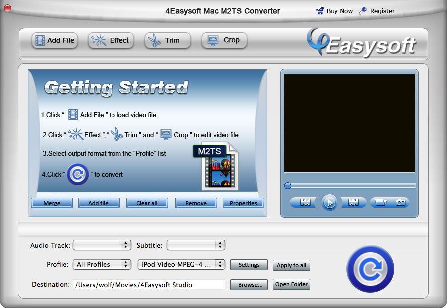 4Easysoft Mac M2TS Converter 1.0 : Main Window