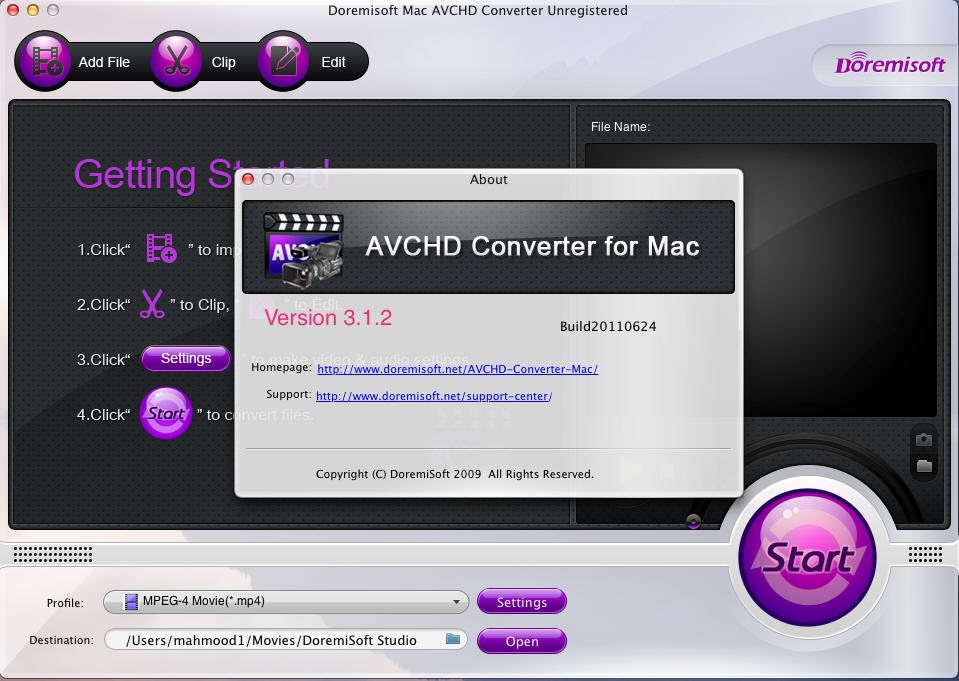 Doremisoft Mac AVCHD Converter 3.1 : Main Window