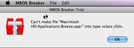 MBOX Breaker Trial 1.0 : Main window