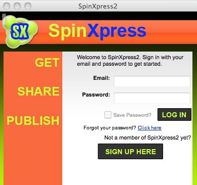 spinxpress2 2.0 : Main window