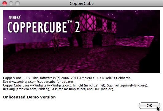 CopperCube 3 Light Edition 2.5 : Main window