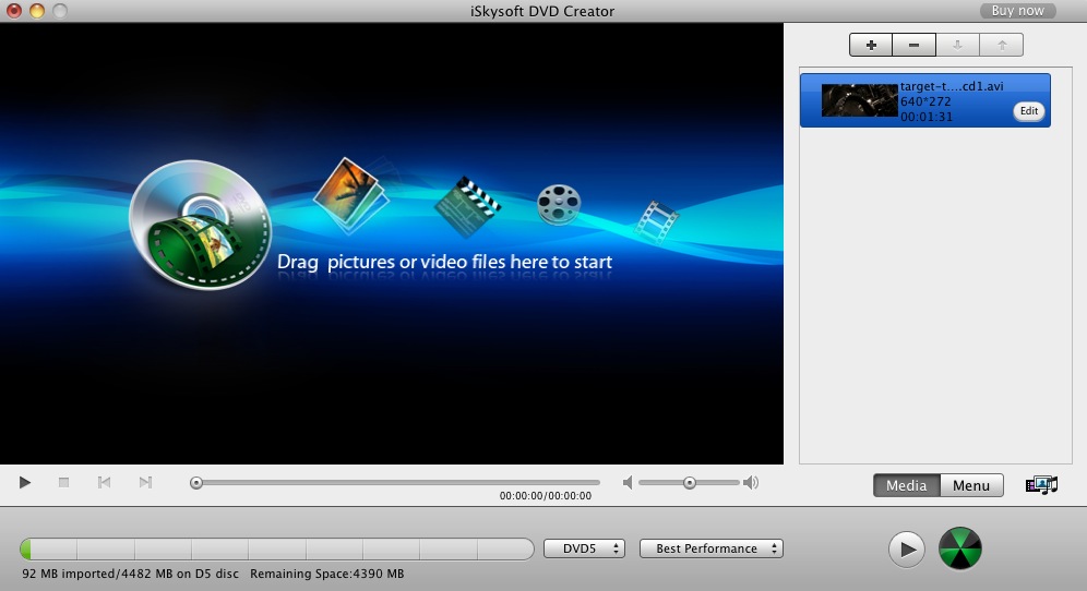 iSkysoft DVD Creator 3.5 : Main window