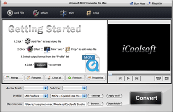 iCoolsoft MOV Converter for Mac 3.1 : General view