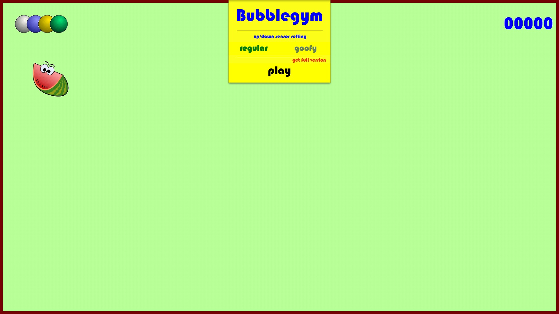 Bubblegym 1.1 : Main menu