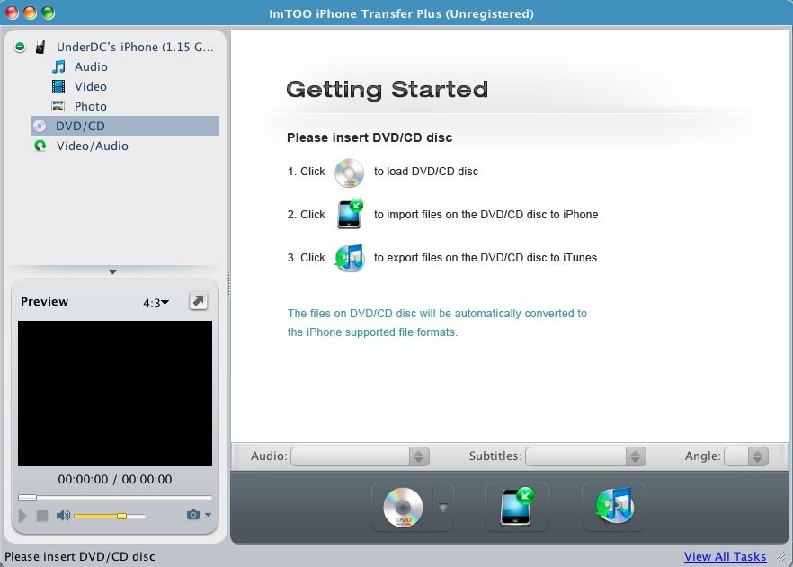 ImTOO iPhone Transfer Plus 3.0 : Main window