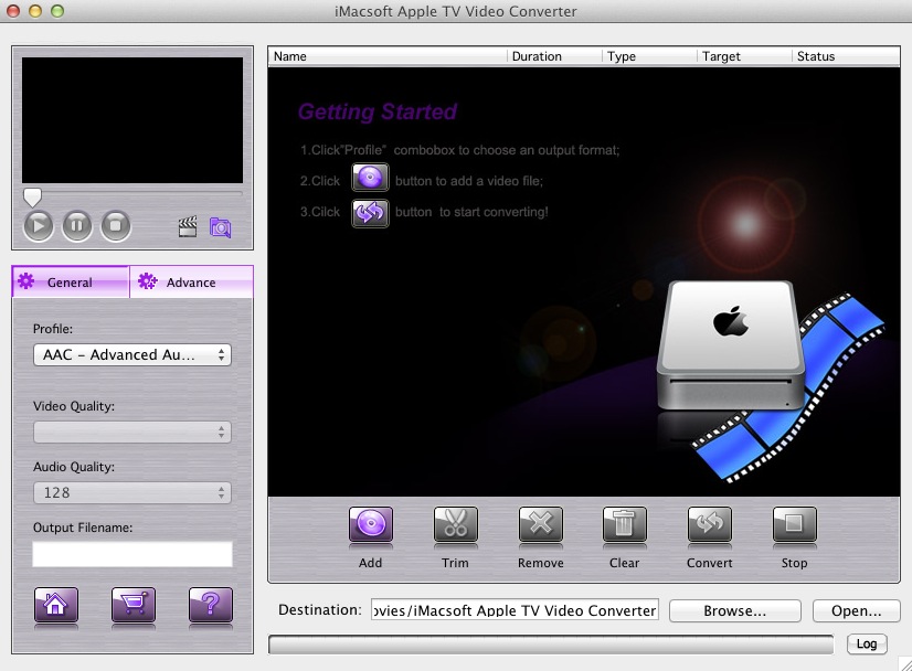 iMacsoft Apple TV Video Converter 2.7 : Main window