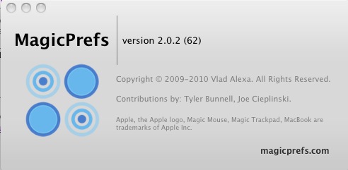 MagicPrefs 2.0 : About window