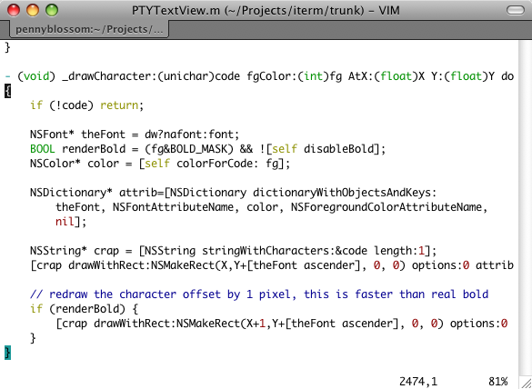 iTerm : Editing iTerm source code in Vim