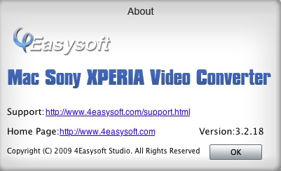 4Easysoft Mac Sony XPERIA Video Converter 3.2 : About window