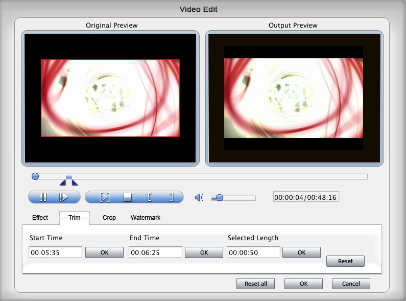 4Easysoft Mac Sony XPERIA Video Converter 3.2 : Editor