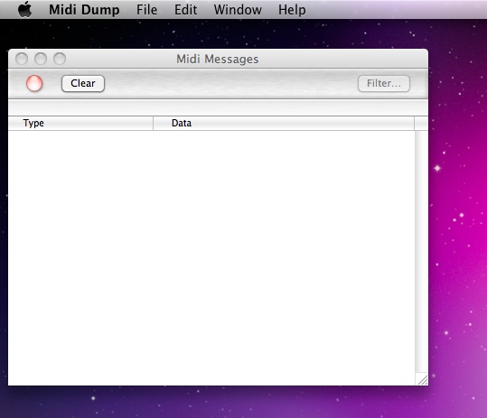 MidiDump 1.0 : Main window