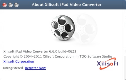 Xilisoft iPad Video Converter 6.6 : About window