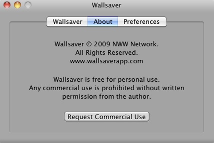 Wallsaver 2.0 : About window