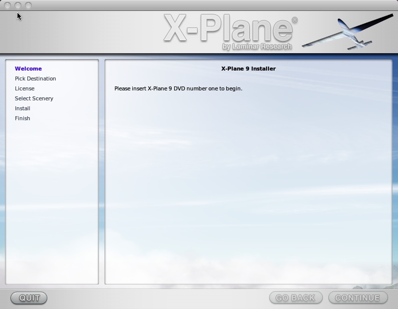 X-Plane DVD Installer Mac 2.0 : Main window