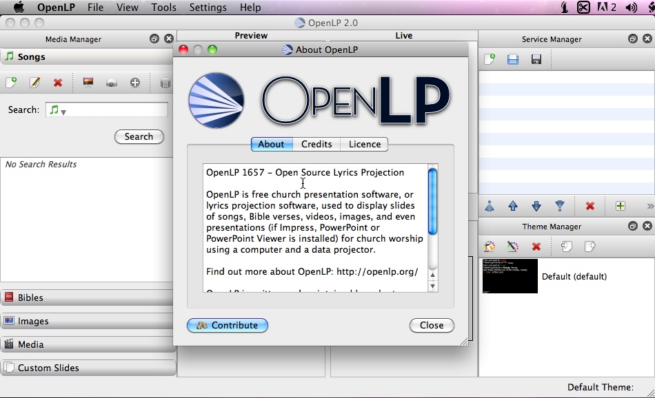 OpenLP 2.0 : Main window