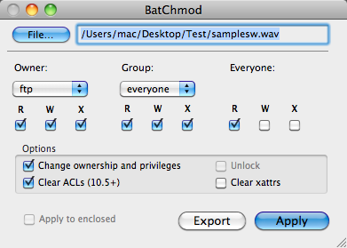 BatChmod 1.7 beta : Main Window