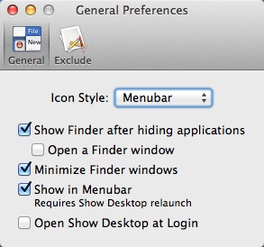 Show Desktop 1.6 : Program Preferences