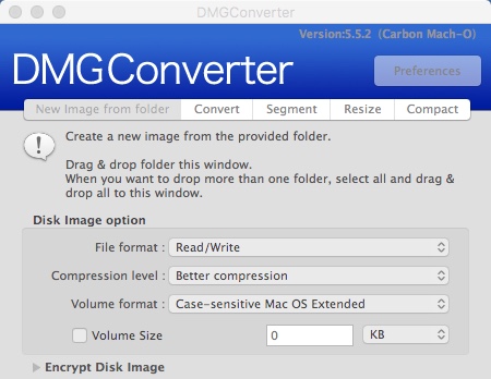 DMGConverter 5.5 : Main Window