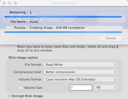 DMGConverter 5.5 : Creating Disk Image File