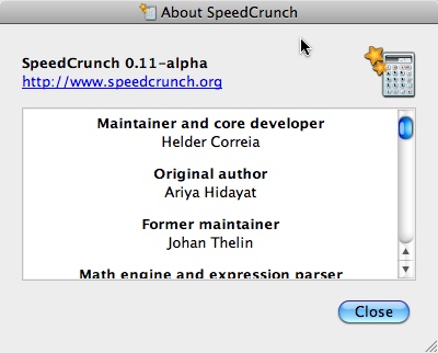 SpeedCrunch 0.1 beta : About Window
