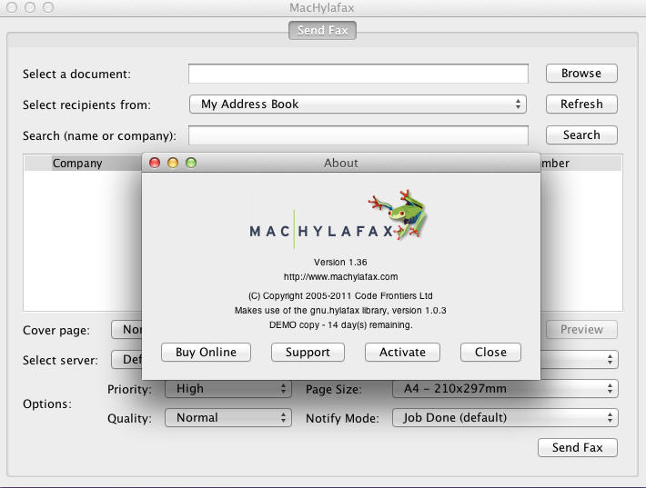 MacHylafax 1.3 : Main Window