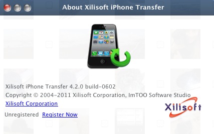 Xilisoft iPhone Transfer 4.2 : About window
