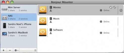 Bonjour Mounter 3.0 : Main window