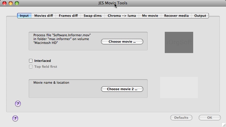 JES Movie Tools 1.0 : Main window
