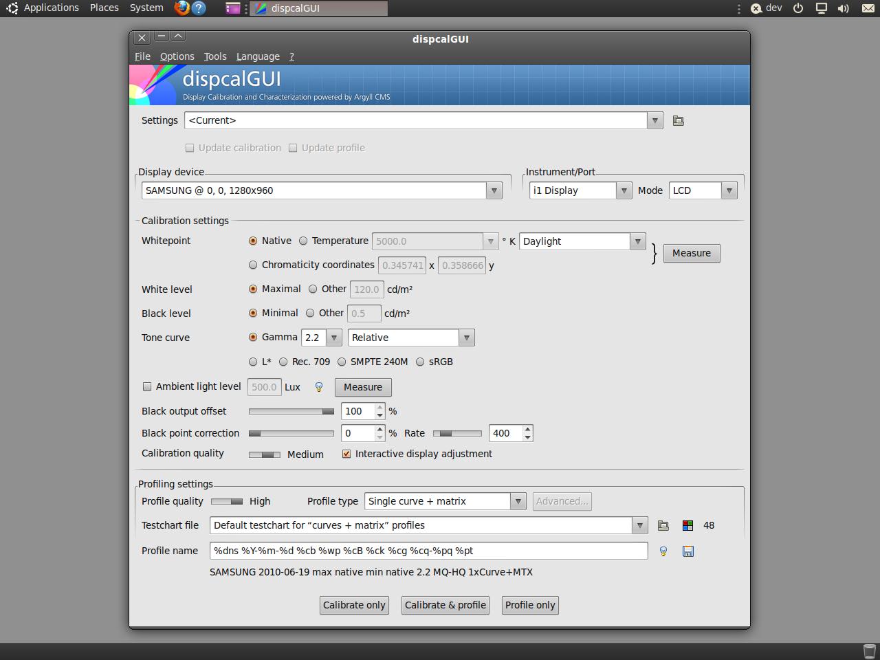 dispcalGUI 0.7 : Main window